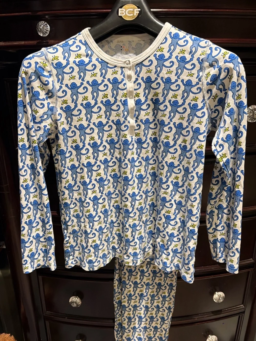 Roller Rabbit Blue & Cream Monkey Print Pajama Set - Picture 3 of 10